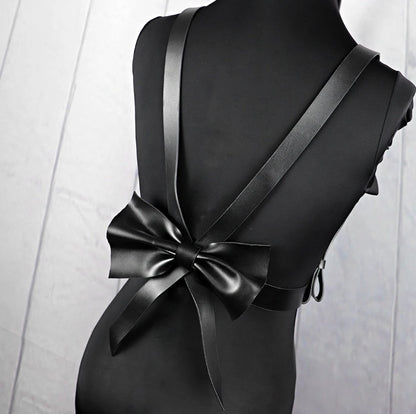 Oni - Gothic Bow Pu Leather Harness Belt