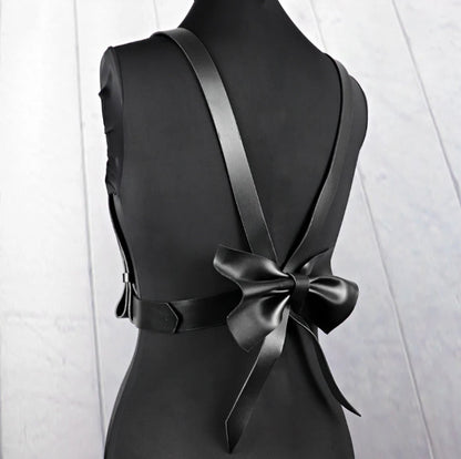 Oni - Gothic Bow Pu Leather Harness Belt