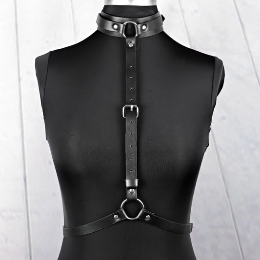 Valefor - Gothic PU Leather Choker Harness