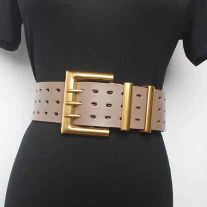 Wide Belt, Waistband, Goth, Buckle Belt, Genuine Leather