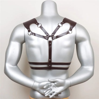 Zagan - Brown Men Chest Harness, PU Leather