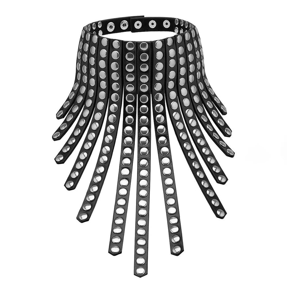 Vampira - Gothic Rivet Choker Necklace , PU Leather