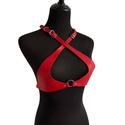 Lilith - Red/Black Goth Faux Leather Harness Strap Belts