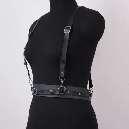 Vespera - Gothic Chest Harness , PU Leather Belt