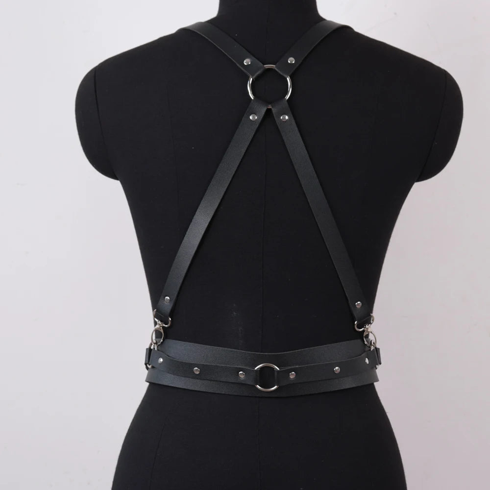 Vespera - Gothic Chest Harness , PU Leather Belt