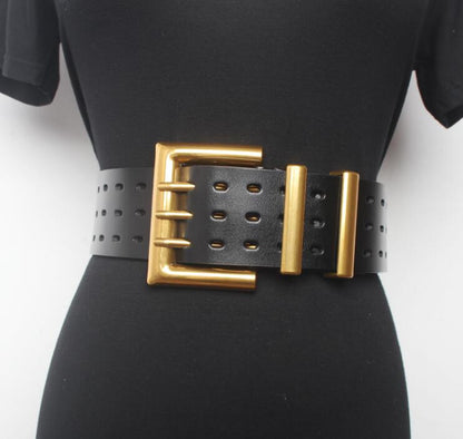 Wide Belt, Waistband, Goth, Buckle Belt, Genuine Leather