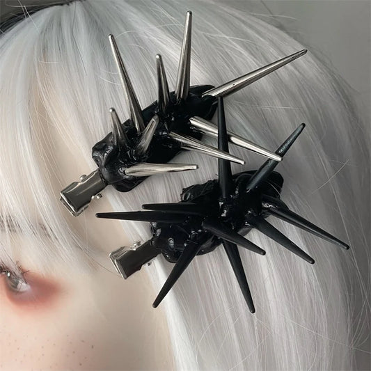 Handmade Spike Asymmetric Rivets Hairpin Techwear Hairclips