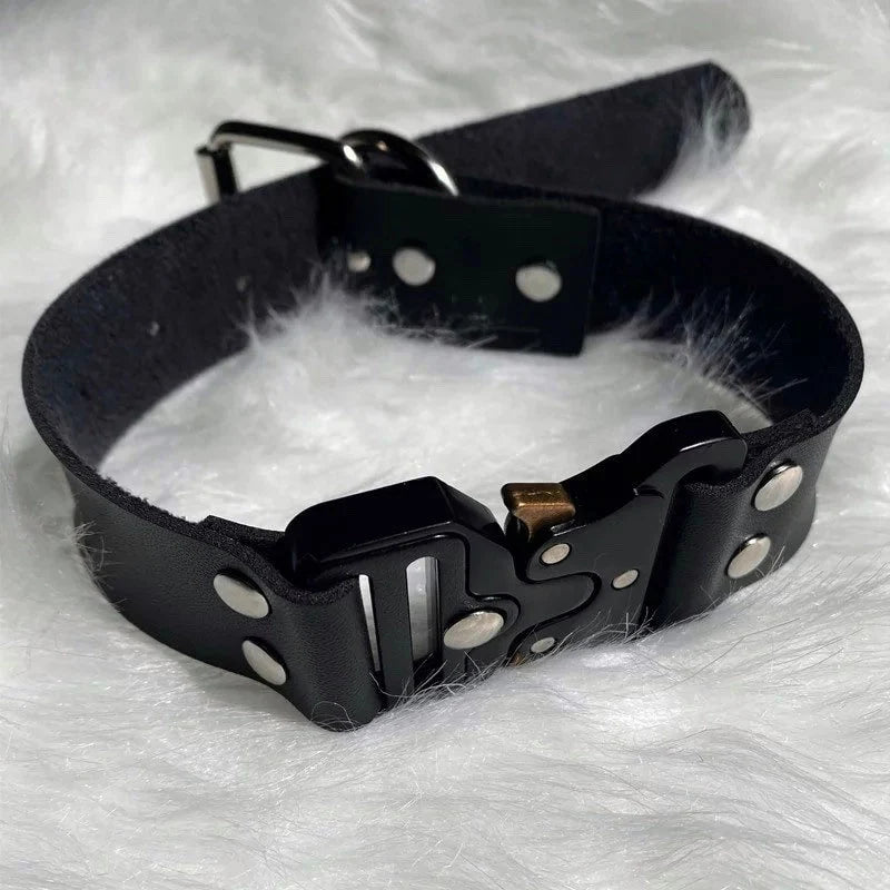 SteelShade Choker - Stainless Steel Buckle Adjustable Choker Techwear Handmade