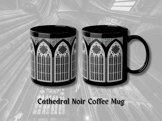 Cathedral Noir - Black Coffee Mug , Gothic Mug , 11oz, Made in EU