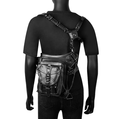 PU Leather Gothic Techwear Handmade Convertible Bag