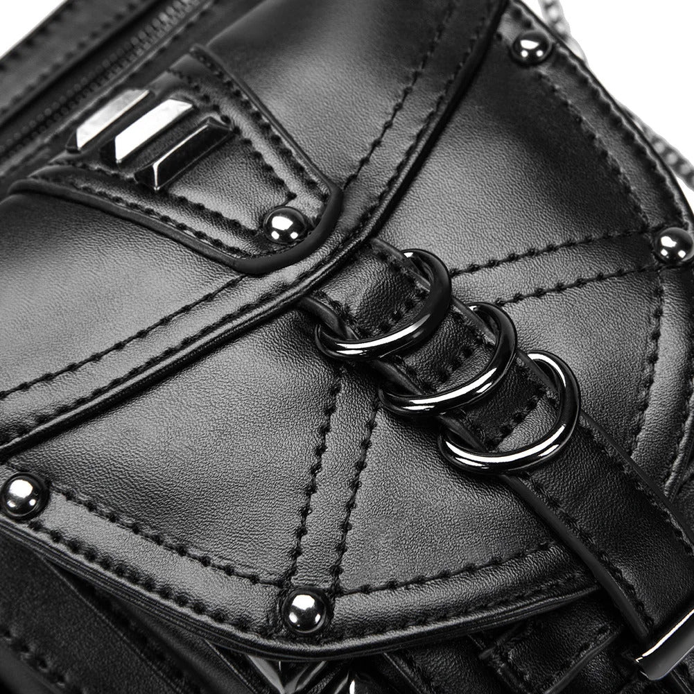 PU Leather Gothic Techwear Handmade Convertible Bag